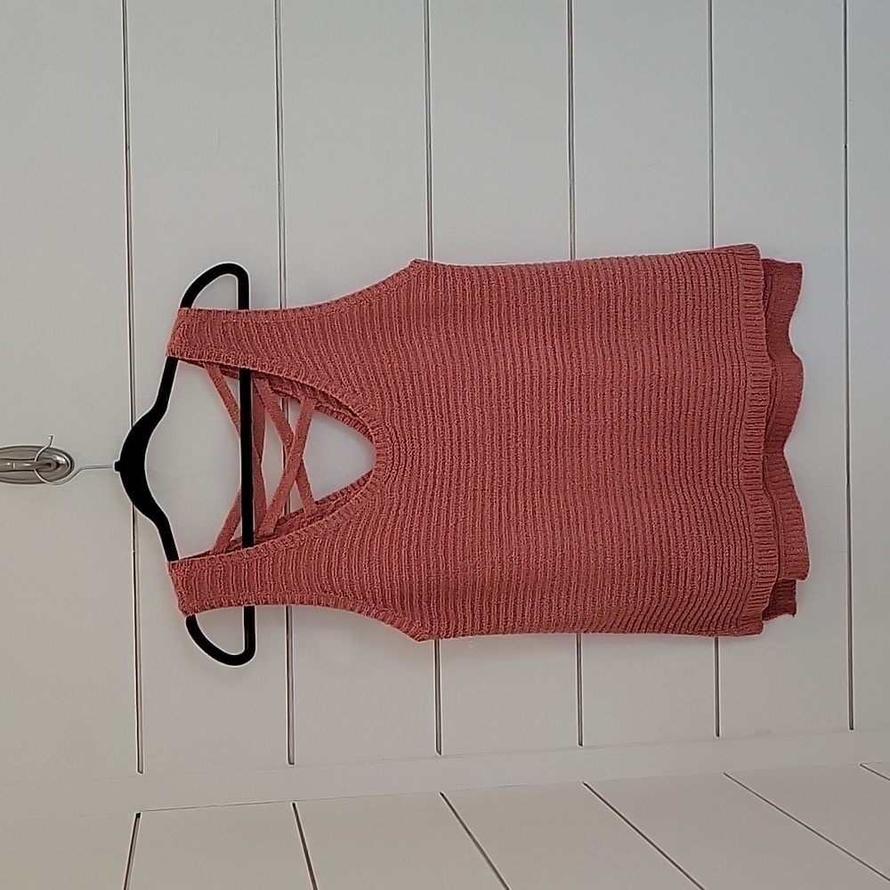 Staccato Large Sweater Tank With Criss Crossed Accents At Back